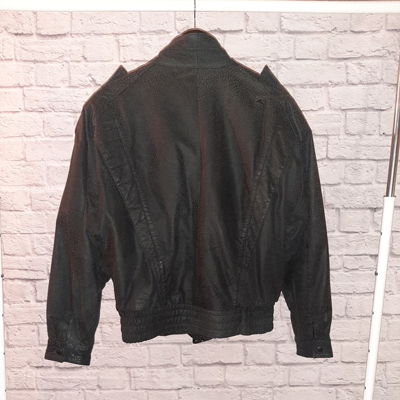 Leather biker jacket by Byrnes and Baker - Picture 3 of 4